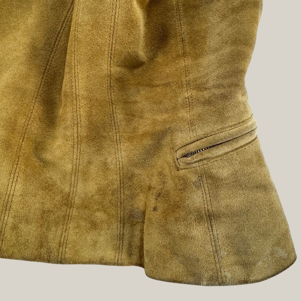 Vintage Banana Republic Suede Leather Vest Womens 4 Mustard Yellow Zip Front - Picture 8 of 12